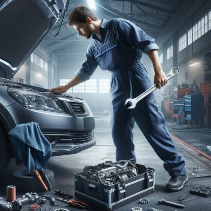 realistyczny obrazek do strony internetowej dotyczącej naprawy elektroniki samochodowej